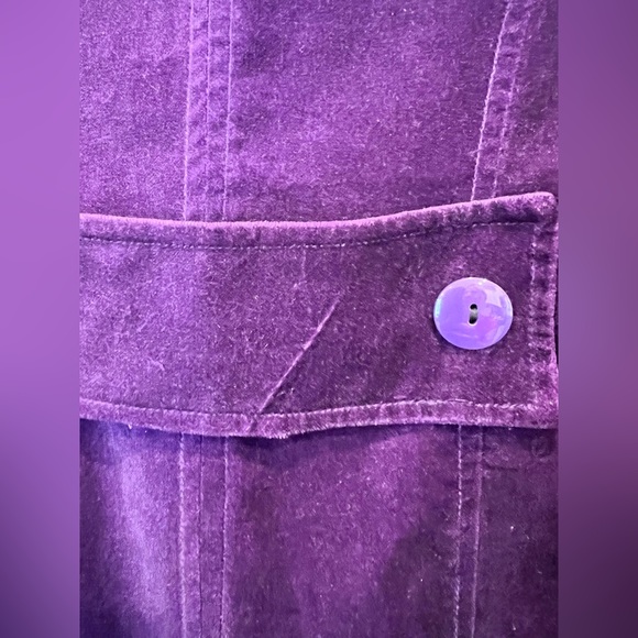 Velvet Cotton Purple Button Trench Pockets Sz Medium Unique - Picture 12 of 13